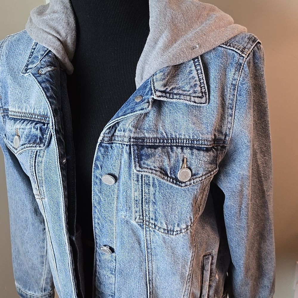 Blanc NYC Denim Jacket with Gray Hood - Picture 3 of 7